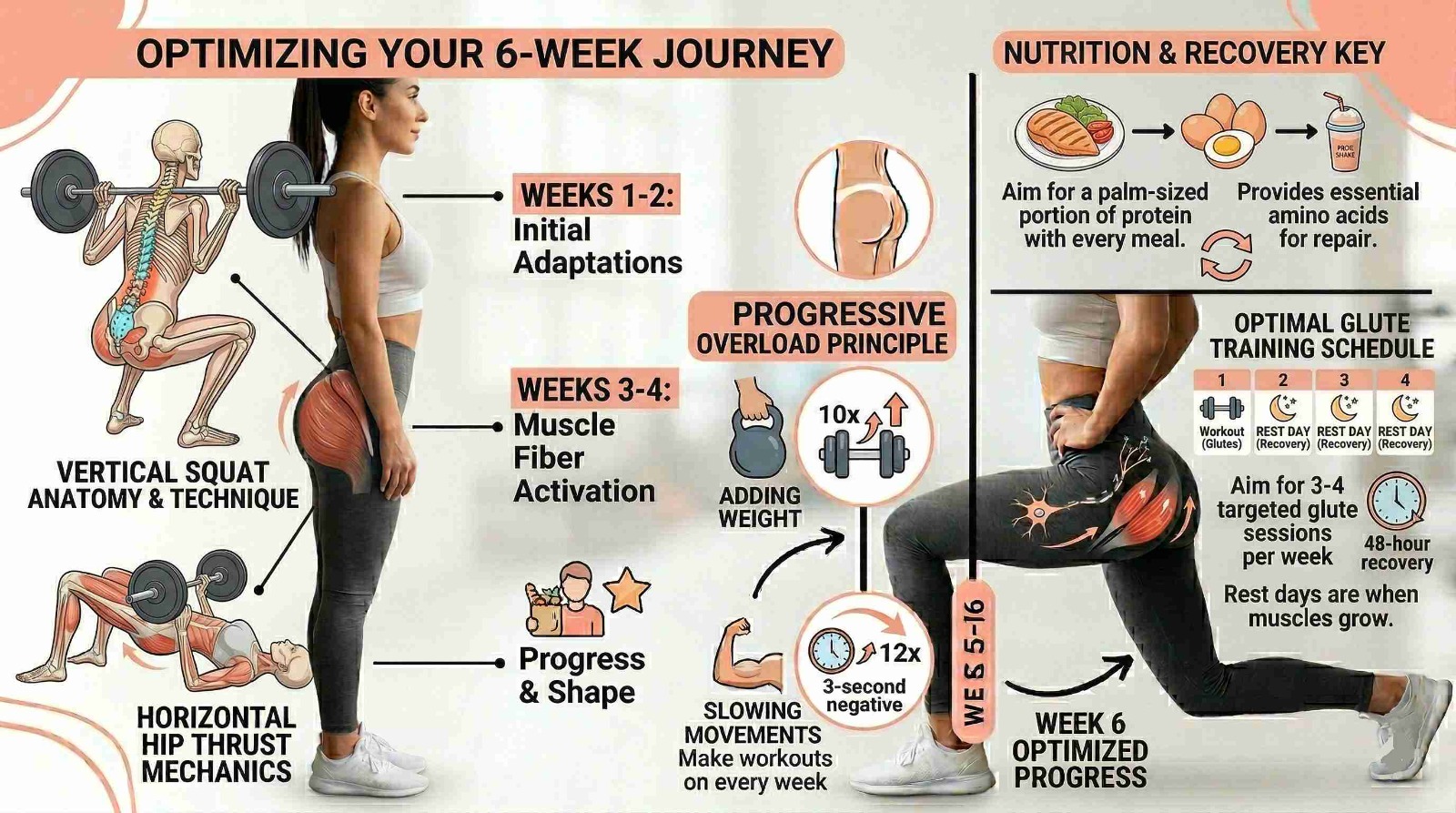 Glute transformation journey infographic